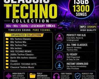 13GB Classic Techno Collection – 1300 Tracks (MP3 320kbps)