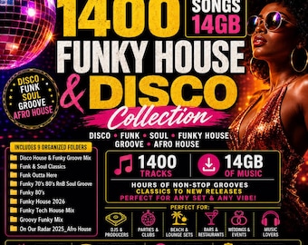 1400 temas de Funky House y Disco: Colección de música para DJ de 14 GB (Descarga digital)