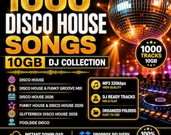 1000 Disco House Songs DJ Pack | Funky Groove, Poolside Mix (MP3 320kbps)