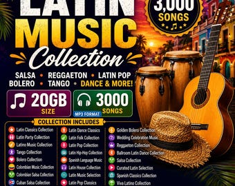 Latin Music Collection – 3,000 Songs, Salsa, Reggaeton, Bolero (Digital Download)