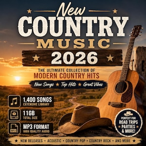 New Country Music Collection 2026 | 1,400 MP3 Songs (Digital Download)