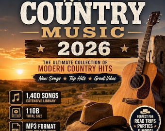 New Country Music Collection 2026 | 1,400 MP3 Songs (Digital Download)
