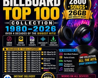 Billboard Top 100 Collection (1980–2026) | 2800 Songs | 26GB Music Pack | MP3 320kbps