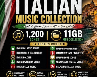 Italian Music Collection - 1200 Songs, 320Kbps (Digital Download)