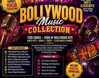1100 Bollywood Hits DJ Pack – Party, Dance, Club Music (Digital Download)