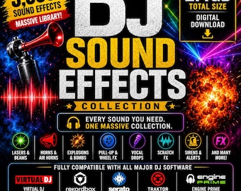 Ultimate DJ Sound Effects Collection – 5,000 SFX | 2.4GB | DJ Drops, Lasers, Horns, Explosions & More | Digital Download
