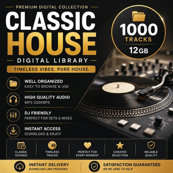 12GB Classic House 80s-90s Digital Audio Collection | Organized Files & Instant Download