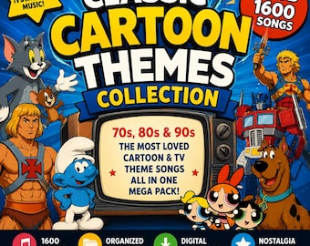 14GB Classic Cartoon Themes Collection – 1600 Tracks | Digital Download | Timeless TV & Animation Music