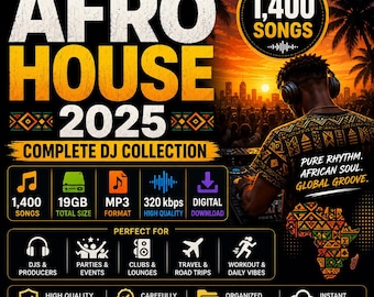 Afro House DJ Music Collection | 1400 MP3 Tracks (Digital Download)