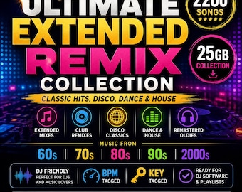 2200 Song Extended Remix Collection | 60s-90s Dance, Disco, House Music (Digital Download)