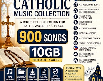 Catholic Music Collection: 900 Songs, 10GB (Digital Download)