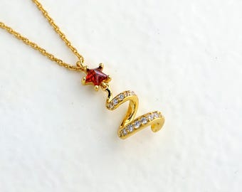 Sterling Silver Christmas Tree Necklace: Gold Star Zircon Pendant