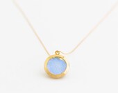 Claer blue,Glass ,pendent necklace, Metallic color, Unique Glass Pendant, Gifts For Girls, Glass Medallion, Gold Dangle Necklace,