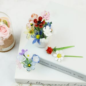 Handmade Glass Birth Month Flower: Miniature Floral Figurine