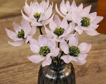 Glass Water Lily Flower Bouquet, July Birth Month Flower, Handmade Glass Flowers, Eternal Floral Gifts for Wedding/Home Decor, Birthday Gift