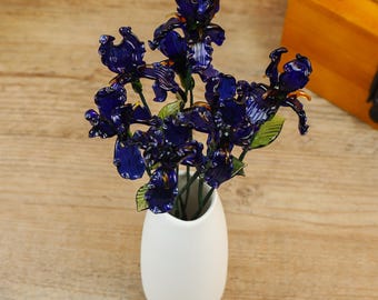 Glass Birth Month Flowers Bouquet, Glass Flowers, Handmade Glass Birth Flower, Birthday Gift for Her/Mom, Christmas Gift, Birthflower Gift
