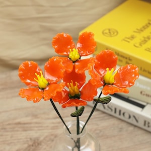 Glass California Poppy Bouquet: Handmade Floral Birthday Gift