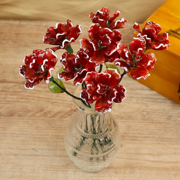 Glas Nelke Blumenstrauß, handgefertigte Glas Geburtsmonat Blume, ewige Blumengeschenke für Hochzeit / Wohnkultur, Geburtstagsgeschenk