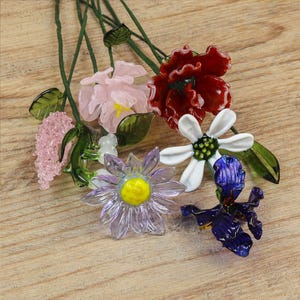 Glass Birth Month Flower, Handmade Unique Glass Bouquet, Birthday Gifts, Eternal Floral Gifts for Wedding/ Home Decor, Birthday Gift for Her
