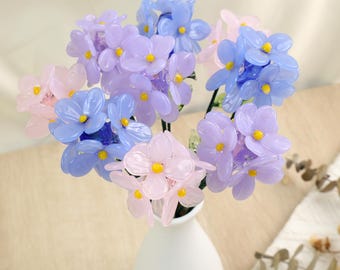 Glass Flower Bouquet, Handmade Glass Hydrangea Flower, Wedding Gift Birthday Gift for Her, Mother's Day Gift, Anniversary Gift