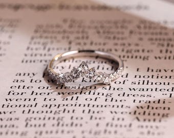 IGI Certified Round Cut Diamond Wedding Band, Half Eternity Ring Band, Curved Ring, Solid Gold D/VS1 Diamond Ring, Stackable Ring, Gift