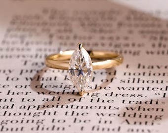 Anello di fidanzamento con diamante solitario taglio marquise certificato IGI, anello di promessa in oro massiccio con diamante D/VS1, anello per proposta di matrimonio, regalo di compleanno