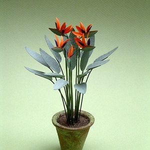 Strelitzia or Birds of Paradise Paper Flower Kit  for 1/12th scale Dollhouses, Florists and Miniature Gardens