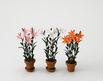 1/24th Lily Paper Flower Kit for 1/2” scale Dollhouses, Florists and Miniature Gardens