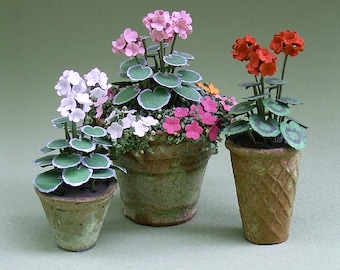 Geranium Paper Flower Kit  for 1/12th scale Dollhouses, Florists and Miniature Gardens