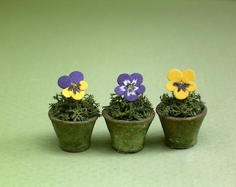 Pansy Paper Flower Kit  for 1/12th scale Dollhouses, Florists and Miniature Gardens