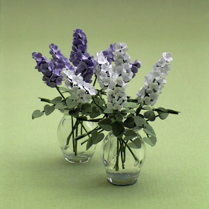 Lilac Paper Flower Kit  for 1/12th scale Dollhouses, Florists and Miniature Gardens