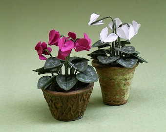 Cyclamen Paper Flower Kit  for 1/12th scale Dollhouses, Florists and Miniature Gardens