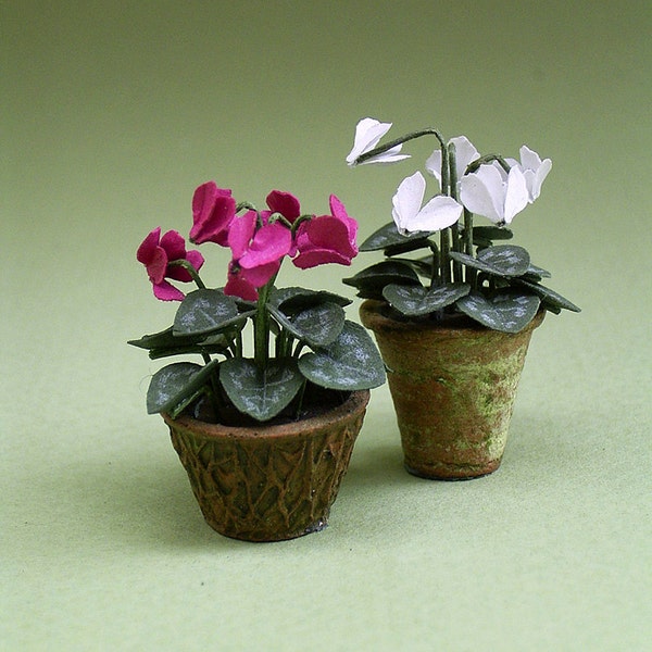 Cyclamen Paper Flower Kit  for 1/12th scale Dollhouses, Florists and Miniature Gardens