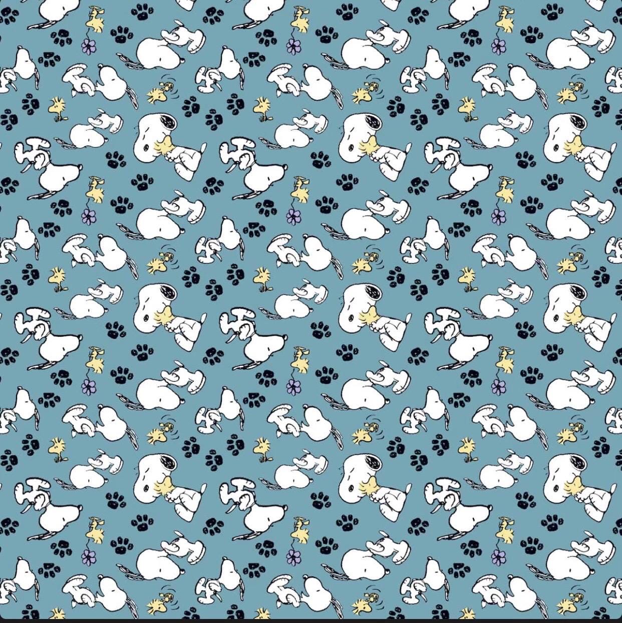 Snoopy Peanuts Blue  fabric choose by  1/2 yard sizes, quilting fabric, cotton fabric