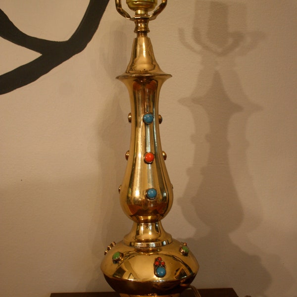 vintage brass lamp with stones