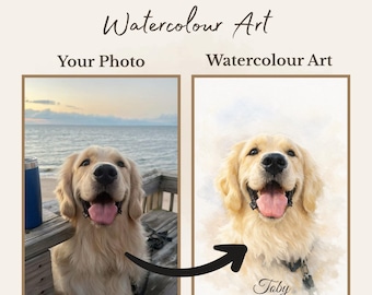 Custom Dog Watercolour Portrait | Personalised Pet Portrait | Dog Memorial Gift | Digital Download