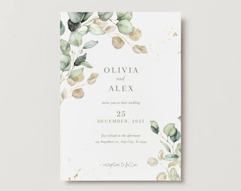 Elegant Floral Wedding Invitation Design | Editable in Canva | Instant Download