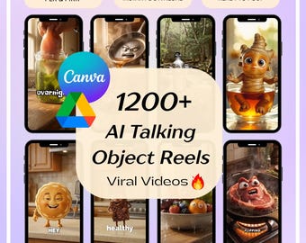 1200+ AI Talking Object Reels Bundle | Canva Editable Videos | PLR & MRR