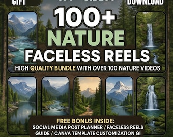100+ Faceless Nature Reels & Videos | Aesthetic Content for Instagram | Digital Marketing | MRR PLR | Faceless Branding