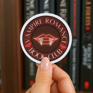 Vampire Romance Book Club Die-Cut Sticker, Neon Lips Fangs, Fan of Vampire Romances, Gothic Sticker, Halloween Sticker