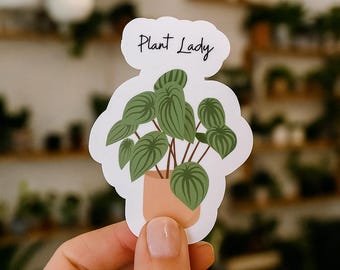 Plant Lady Sticker, Matte Vinyl Decal, Green Thumb Gift