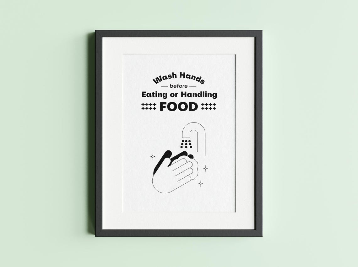 Wash Hands Before Eating or Handling Food - Printable Poster (pdf) - Etsy