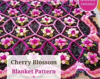 Cherry Blossom Afghan | Crochet Pattern (Instant Download)