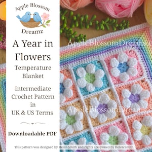 A Year in Flowers Temperature Blanket | Crochet Pattern (Instant Download)