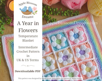A Year in Flowers Temperature Blanket | Crochet Pattern (Instant Download)