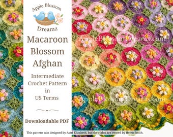 Macaroon Blossom Afghan | Crochet Pattern (Instant Download)