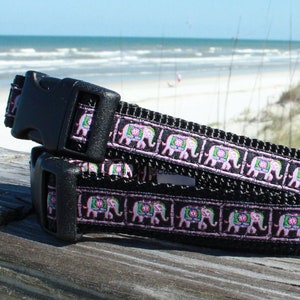 Purple Elephants - 3/4&quot; Dog Collar