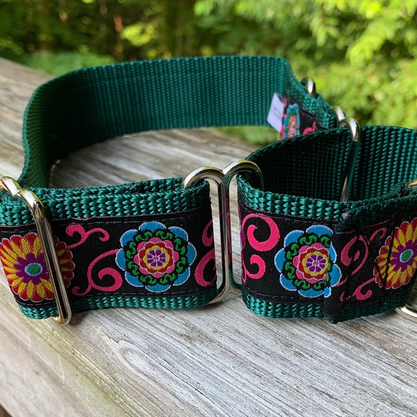 Bright Floral 1.5" Extra Wide Martingale Dog Collar