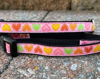 Little Hearts Dog or Cat Collar - 1/2 inch adjustable