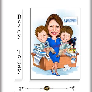 Custom Children's Advocacy Center Caricature - SC Network Cartoon, Woman & Kids Art, Nonprofit Illustration, Digital Gift for Advocates